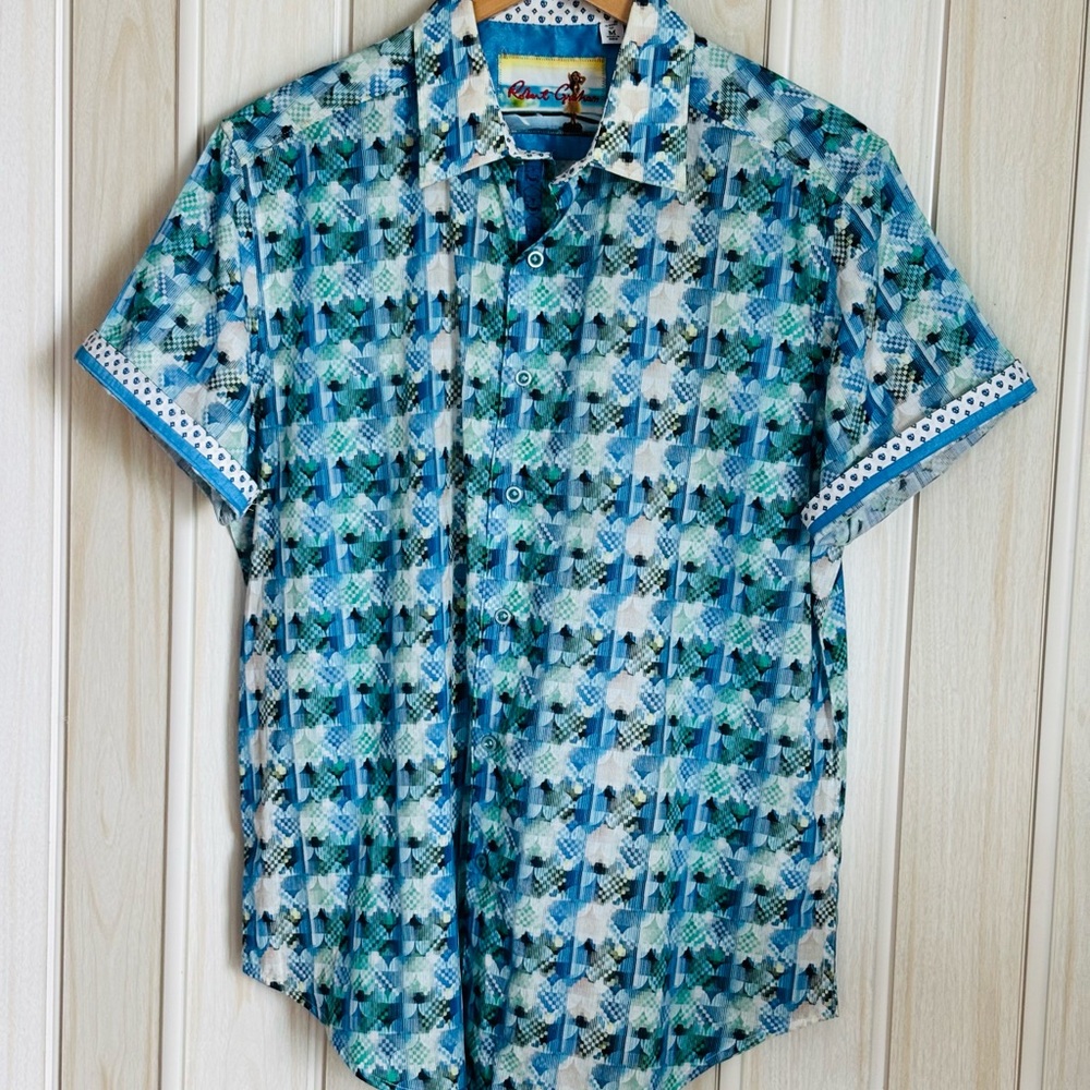 Robert Graham Blue and White Casual Button Down Shirt